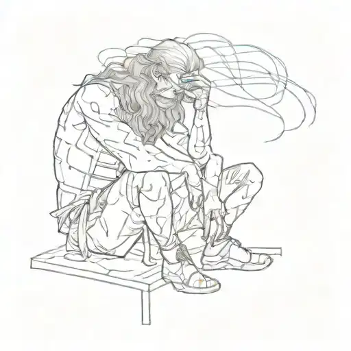 Crazy Person Sitting Alone