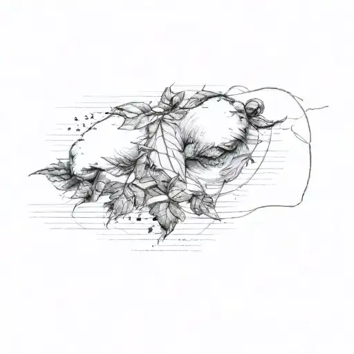 Dog Nose Print Tattoo With Leaves