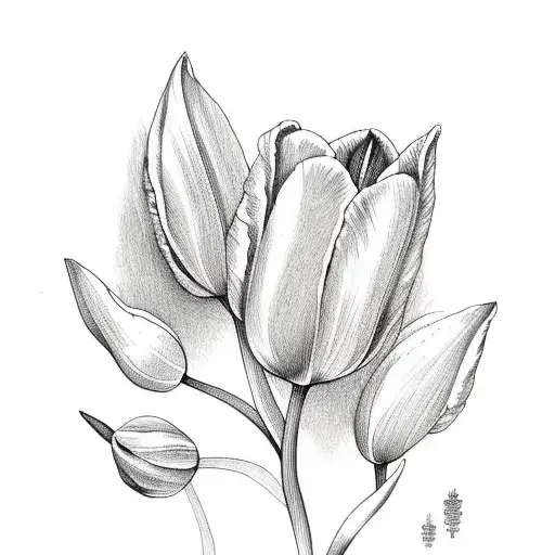 Tulips With Oak Tree Leaves