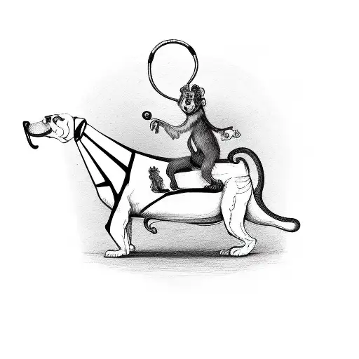 Circus Monkey Riding Circus Dog