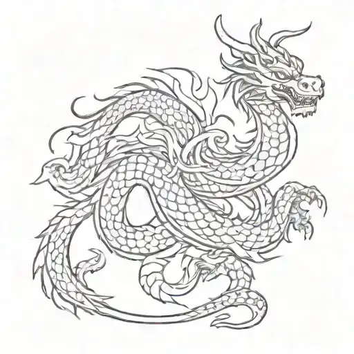 A Dragon Intertwined With Chinese Calligraphy Characters Representing Perseverance And Wisdom