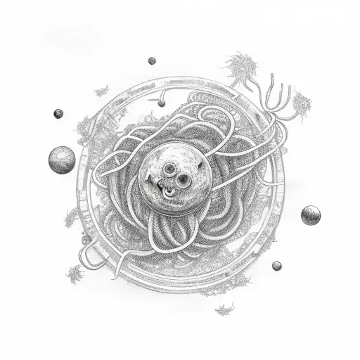 Flying Spaghetti Monster Floating Through Space