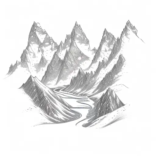 A Majestic Mountain Range With A Winding River Flowing Through It