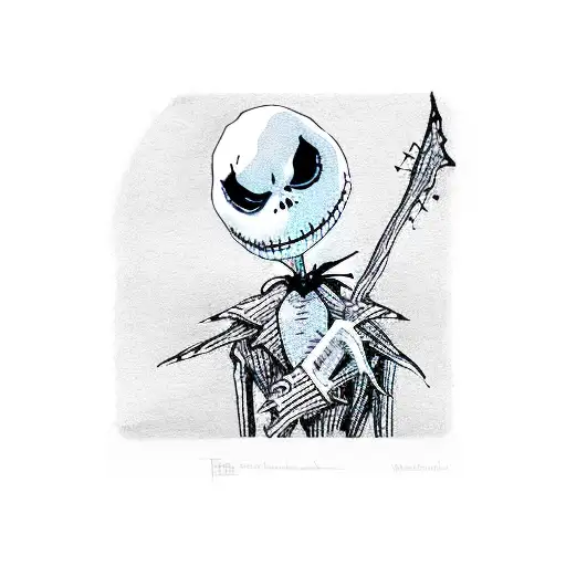 A Nightmare Before Christmas-themed Sketch Of Jack Skellington Playing A Guitar