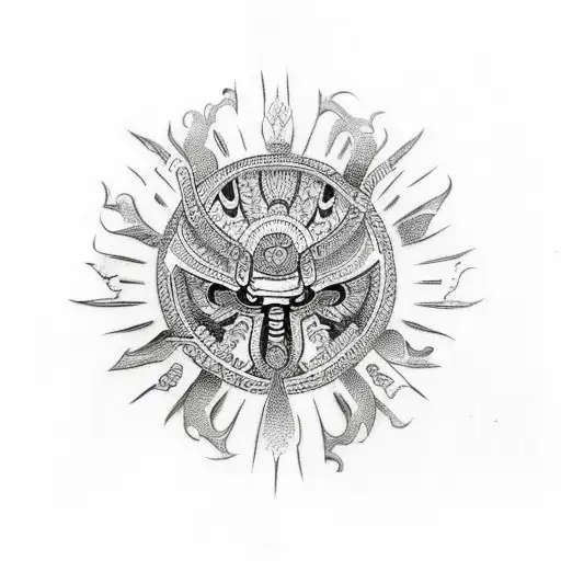 A Unique Combination Of Traditional Filipino Symbols And A Spine Tattoo Design