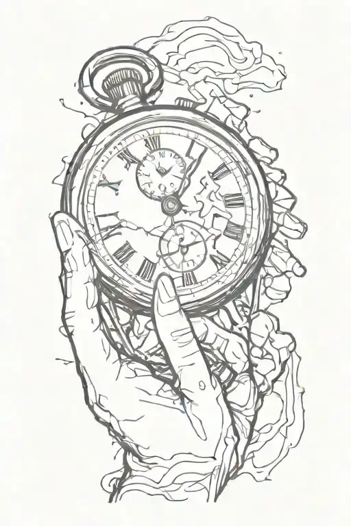 Hand Holding A Broken Melting Stopwatch