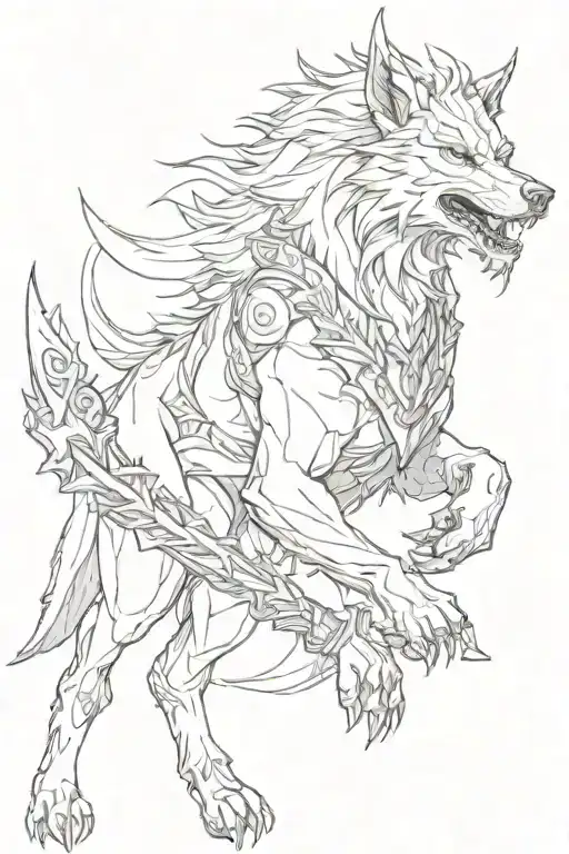 Fenrir With Gungnir Spear With Crow