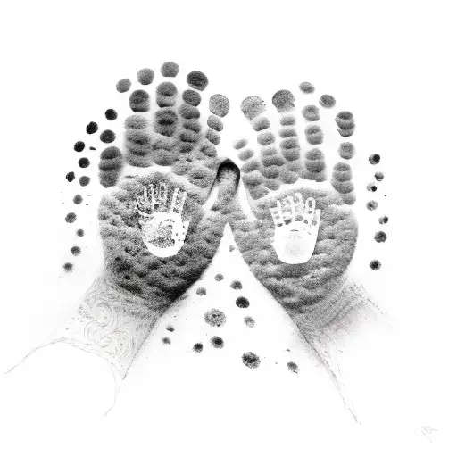 Son Footprint And Wife Handprint