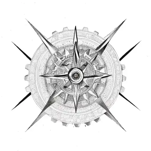 Integrated Gears Within A Rose Compass