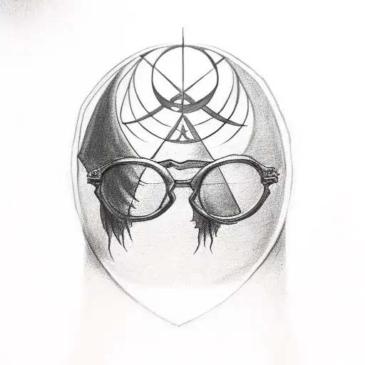 A Silhouette Of Harry Potter's Glasses With The Deathly Hallows Symbol Incorporated