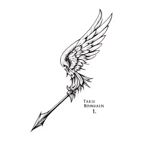 Arrow Tattoo With One Sided Wings And On The Other Side Roman Numbers