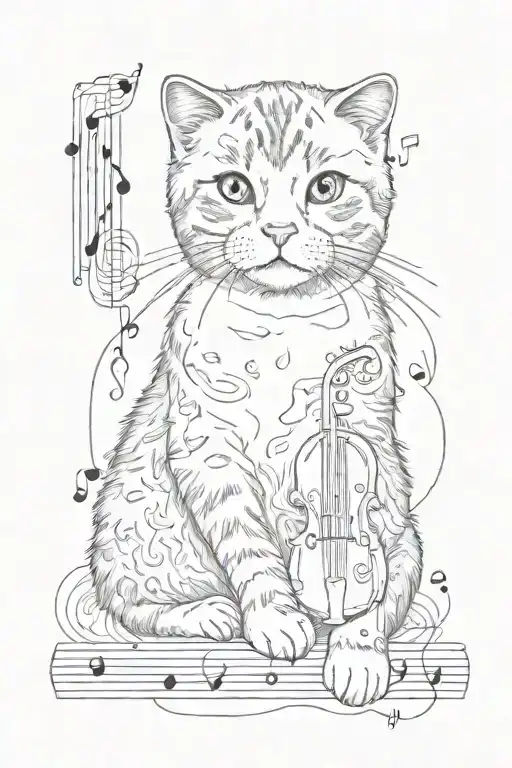 Scottish Fold Cat And Music Notes
