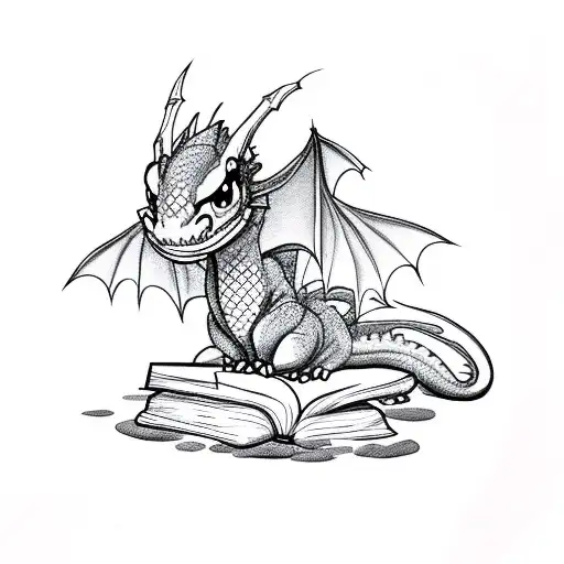 Cute Dragon With Book