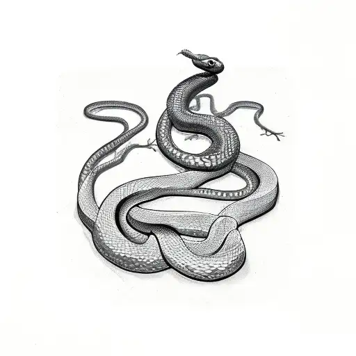 Snake Rapping Up Around Tree Vine