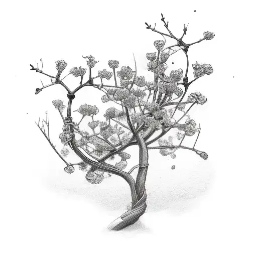 Tree Vine With Branches And Flowers Coming Out