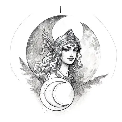 Goddess Artemis With Moon