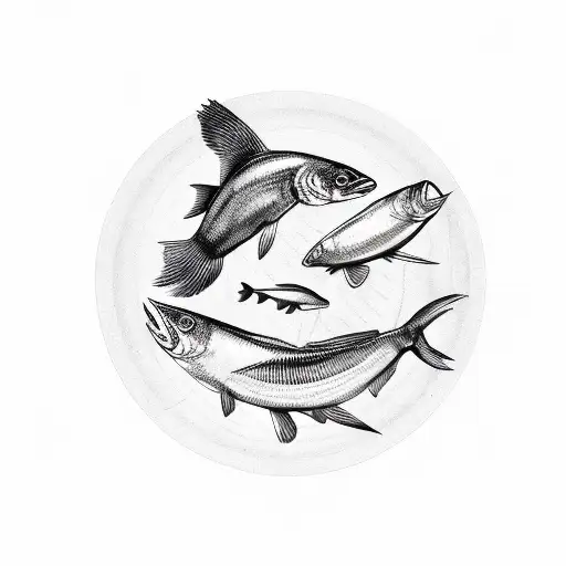 A Server Balancing A Platter Of Fish On One Hand With A Flock Of Seagulls Flying Above