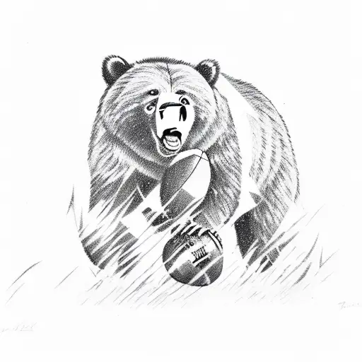 A Football Player Tackling A Grizzly Bear