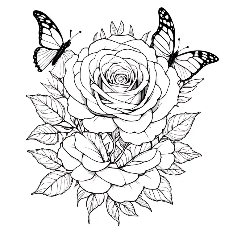 Roses With Butterflies