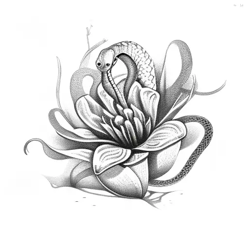 Snake In A Lilly Flower