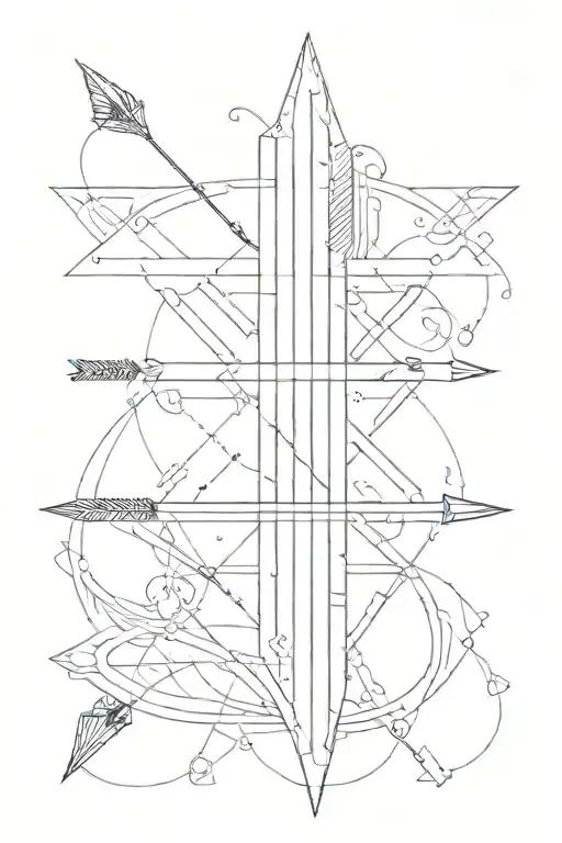 Arrow Surrounded By Minimalistic Lines
