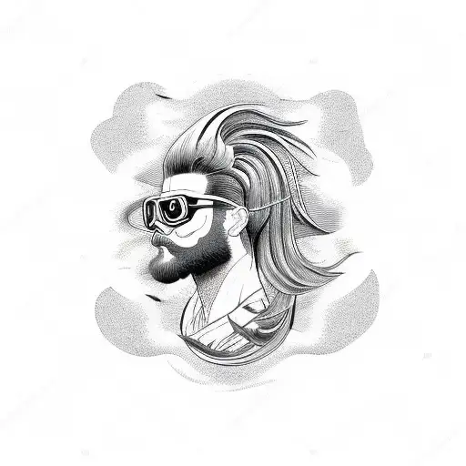 A Motorcycle Silhouette With A Sun And Waves Forming The Background