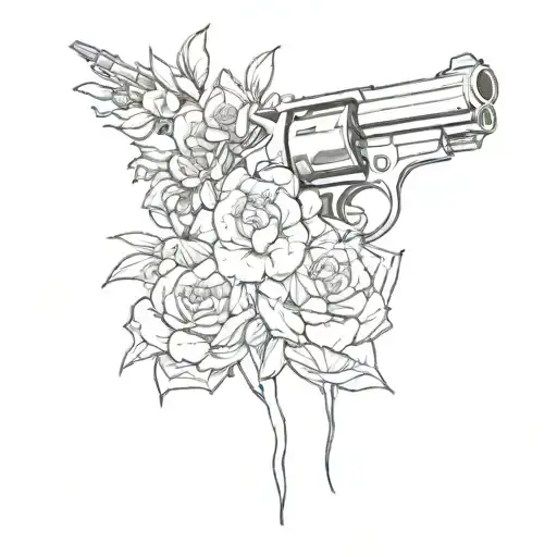 A Man Points A Gun To His Head But Only Flowers Come Out Instead Of Bullets