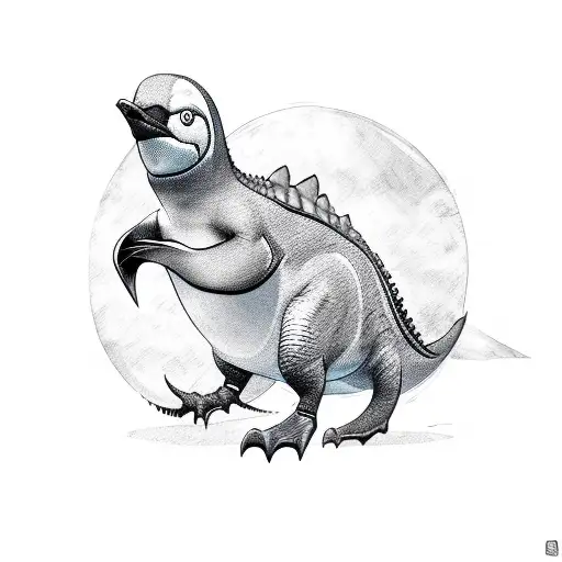 Penguin In A Dinosaur Costume