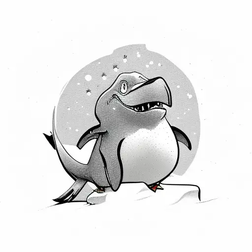 Cartoon Style Penguin In A Dinosaur Costume