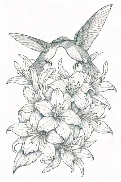 Hummingbird And Amaryllis Belladonna Celestial