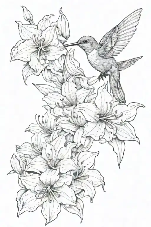 Hummingbird And Amaryllis Belladonna Celestial