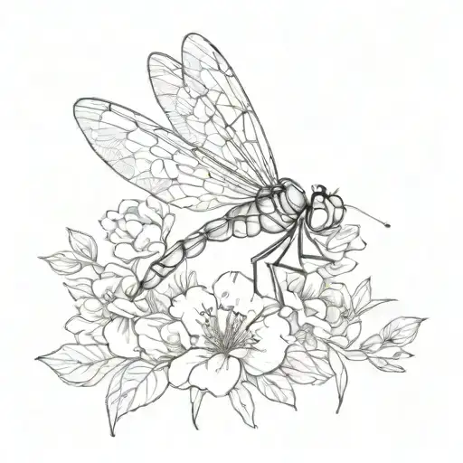 Dragonfly With Flowers