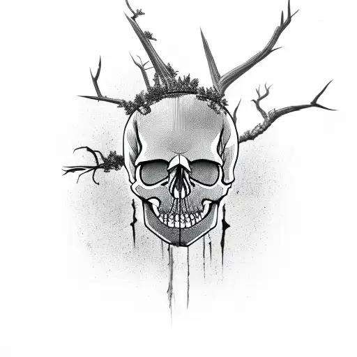 Skull With Africa Tree