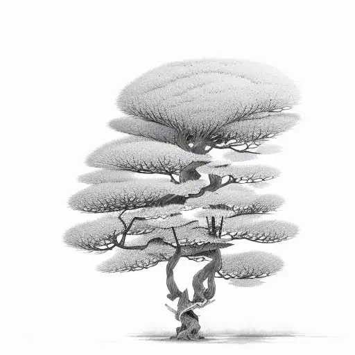 Korean Red Pine And Umbrella Acacia