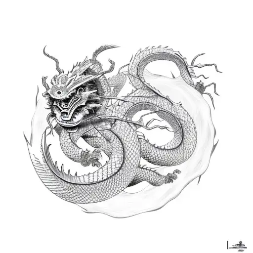 Japanese Dragon With Spider Lilly