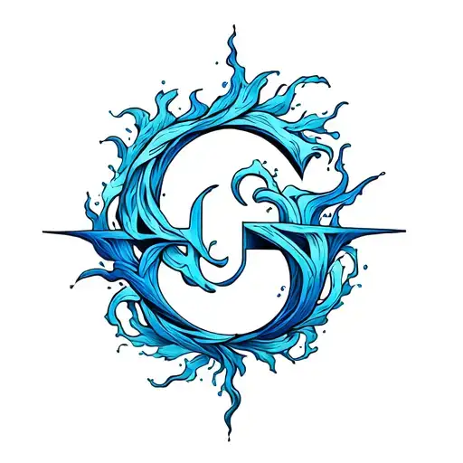The Letter G Water Fire Air Sign Intertwined