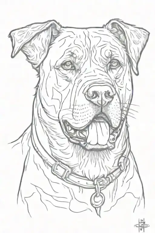 Dead Rotweiler Dog Sketch Style