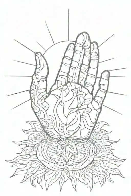 Praying Hands Infront Of Sun