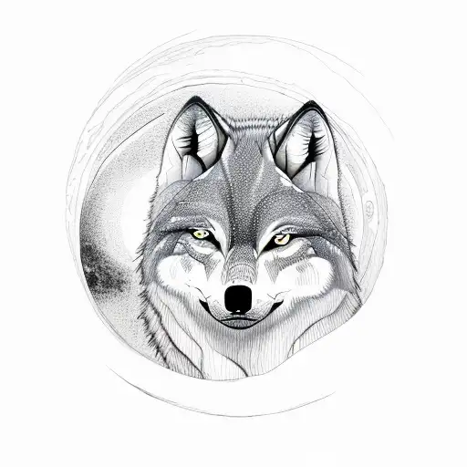 Wolfs Looking Up At Moon With Trees In The Back