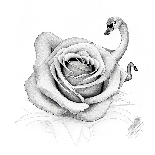 Swan Inside Rose Bouquet