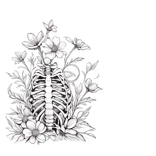 Rib Cage With Flowers Growing