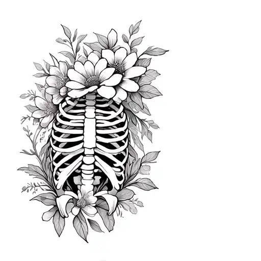 Rib Cage With Flowers Growing