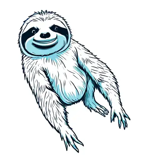 Surfing Sloth Cartoon Character