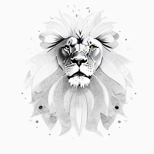 Lion In Storm With Butterflies