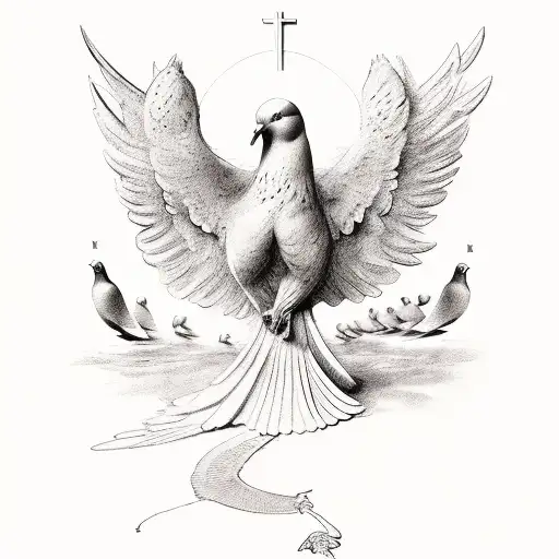 Christian Themed With Statues And Doves