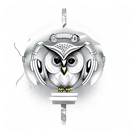 Owl With Music Symbols Or Notes