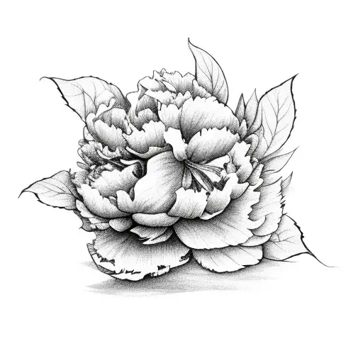 3 Peony Flowers With Their Beautiful Leaves