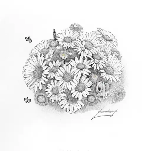 A Garden Full Of Daisies And A Blue Butterfly To Honor My Grandma