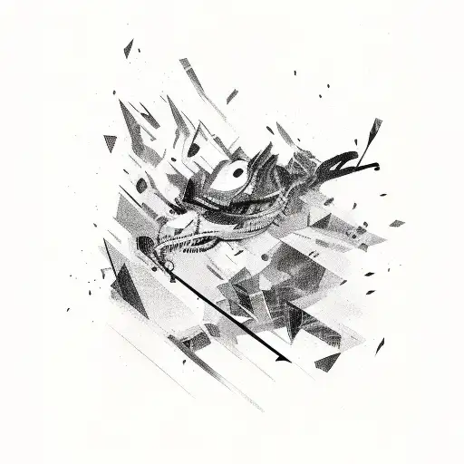 Black Abstract Lines With Red Streaks Full Sleeve