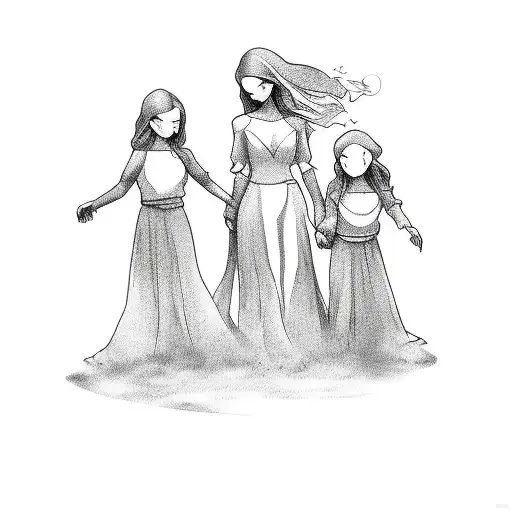 Mother And Children Silhouettes